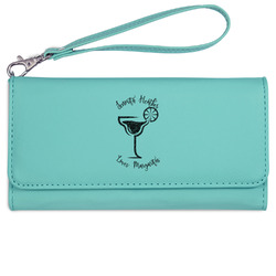 Margarita Lover Ladies Leatherette Wallet - Laser Engraved- Teal (Personalized)