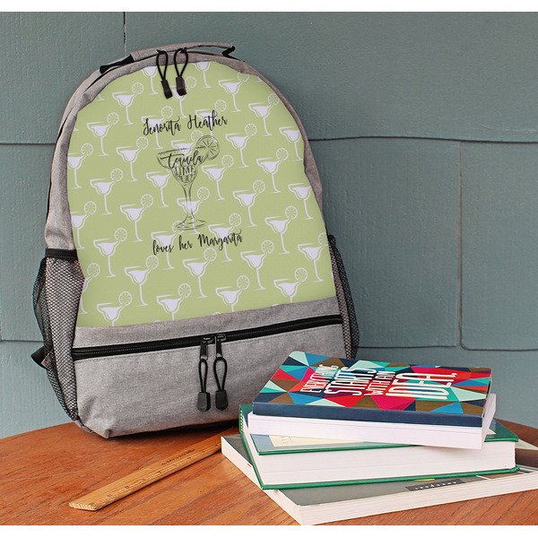 Margarita Lover Large Backpack - Gray - On Desk