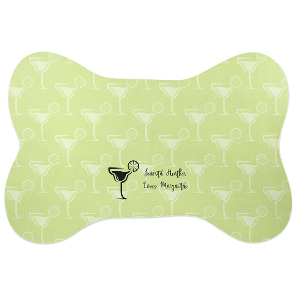 Custom Margarita Lover Bone Shaped Dog Food Mat (Large) (Personalized)