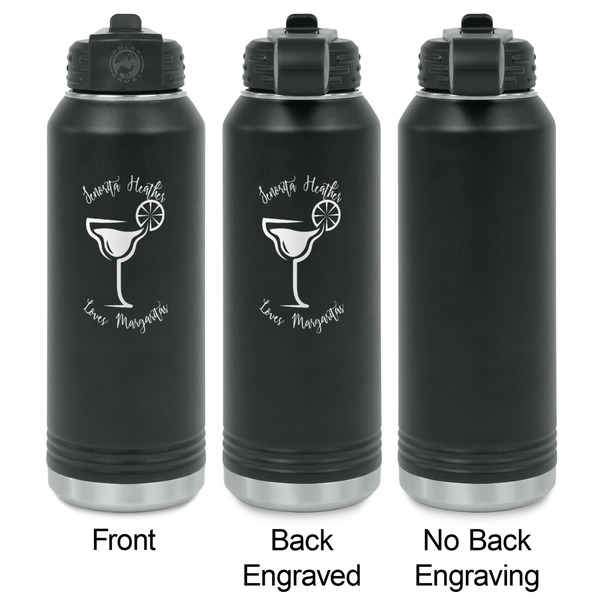 Margarita Lover Laser Engraved Water Bottles - 2 Styles - Front & Back View