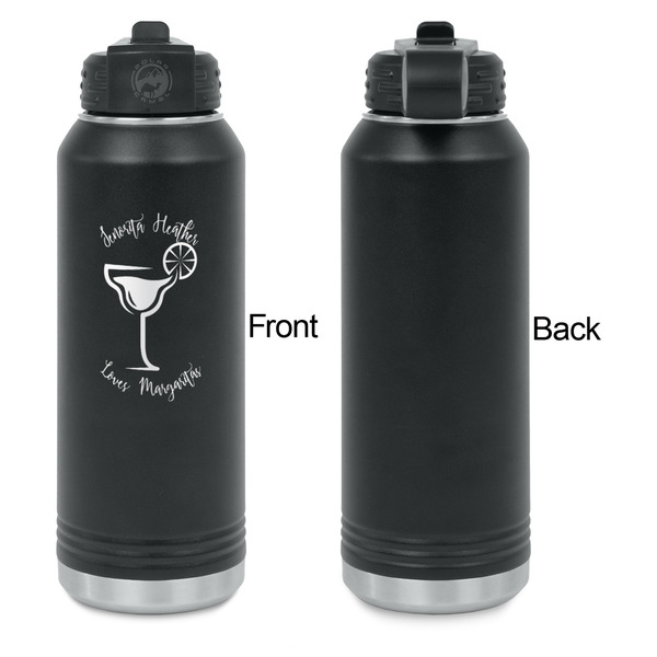 Margarita Lover Laser Engraved Water Bottles - Front Engraving - Front & Back View