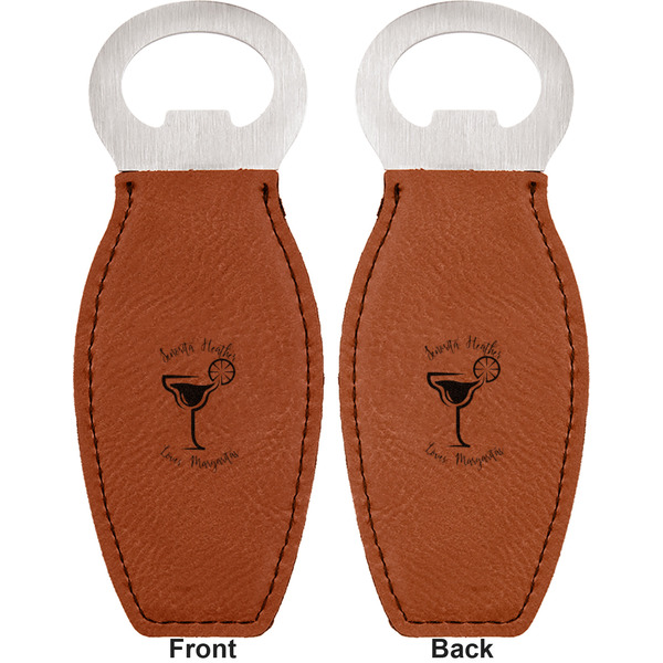 Margarita Lover Leather Bar Bottle Opener - Front and Back