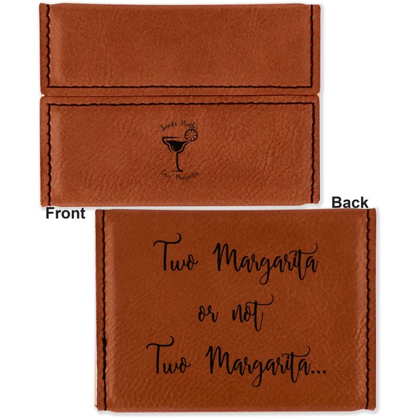 Margarita Lover Leather Business Card Holder - Front Back