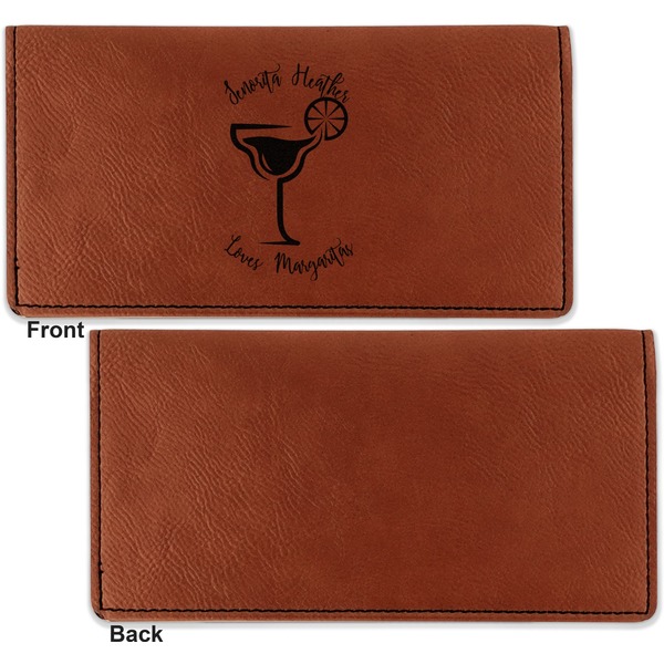 Margarita Lover Leather Checkbook Holder Front and Back Single Sided - Apvl