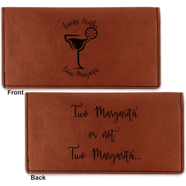 Margarita Lover Leather Checkbook Holder Front and Back