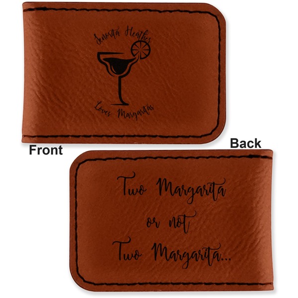 Margarita Lover Leatherette Magnetic Money Clip - Front and Back