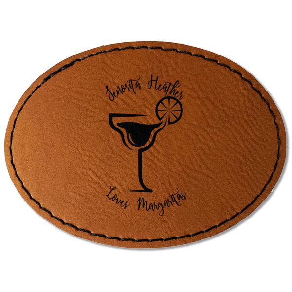 Custom Margarita Lover Faux Leather Iron On Patch - Oval (Personalized)