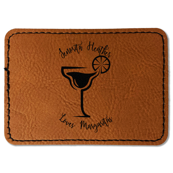 Custom Margarita Lover Faux Leather Iron On Patch - Rectangle (Personalized)