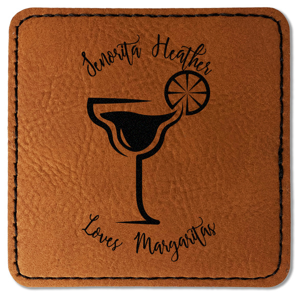 Custom Margarita Lover Faux Leather Iron On Patch - Square (Personalized)