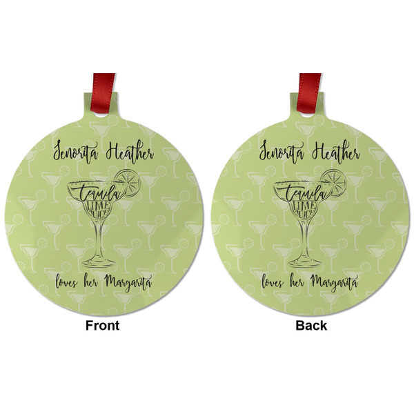 Margarita Lover Metal Ball Ornament - Front and Back