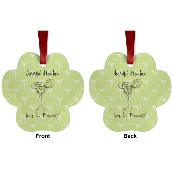 Margarita Lover Metal Paw Ornament - Front and Back