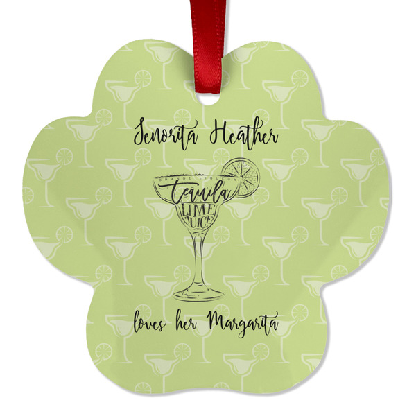 Custom Margarita Lover Metal Paw Ornament - Double Sided w/ Name or Text