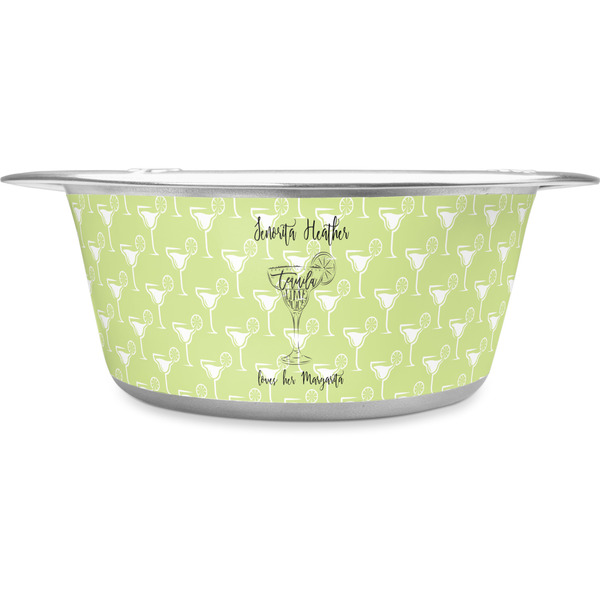 Custom Margarita Lover Stainless Steel Dog Bowl - Medium (Personalized)