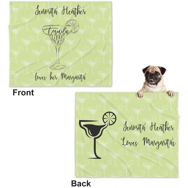 Margarita Lover Microfleece Dog Blanket - Large- Front & Back