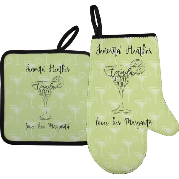 Custom Margarita Lover Oven Mitt & Pot Holder Set w/ Name or Text