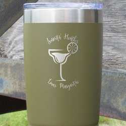 Margarita Lover 20 oz Stainless Steel Tumbler - Olive - Single Sided (Personalized)