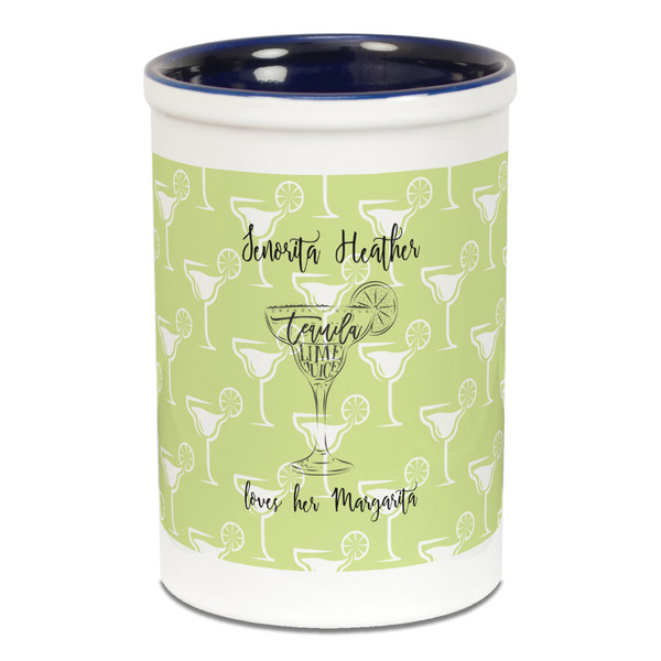 Custom Margarita Lover Ceramic Pencil Holders - Blue