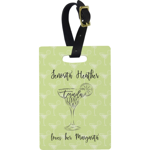 Custom Margarita Lover Plastic Luggage Tag - Rectangular w/ Name or Text