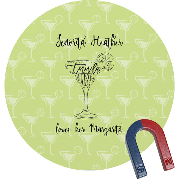 Custom Margarita Lover Round Fridge Magnet (Personalized)