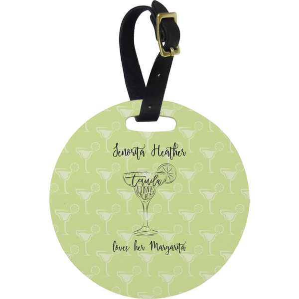 Custom Margarita Lover Plastic Luggage Tag - Round (Personalized)