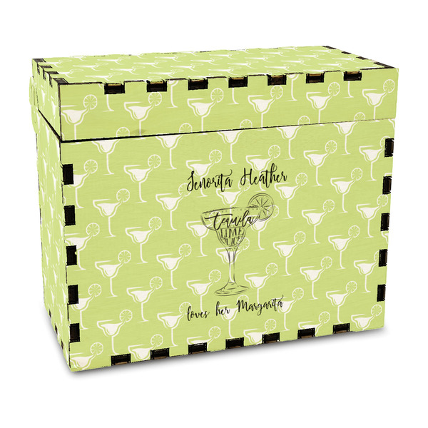 Custom Margarita Lover Wood Recipe Box - Full Color Print (Personalized)