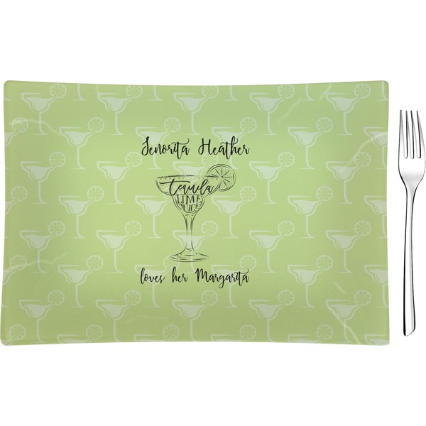 Custom Margarita Lover Rectangular Glass Appetizer / Dessert Plate - Single or Set (Personalized)