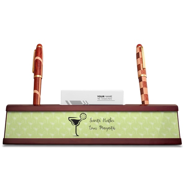 Margarita Lover Red Mahogany Nameplates with Business Card Holder - Straight