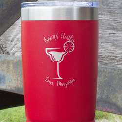 Margarita Lover 20 oz Stainless Steel Tumbler - Red - Single Sided (Personalized)