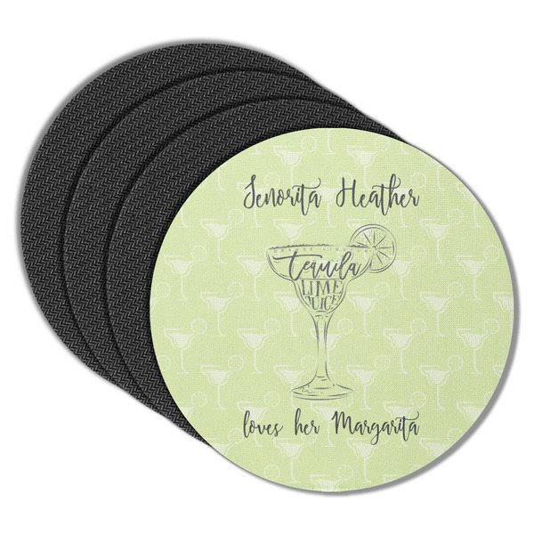 Custom Margarita Lover Round Rubber Backed Coasters - Set of 4 (Personalized)