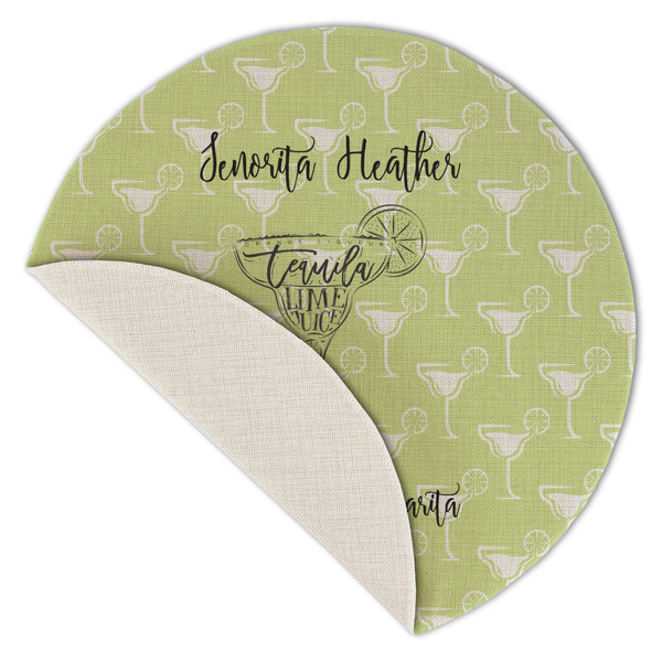 Margarita Lover Round Linen Placemats - Front (folded corner single sided)