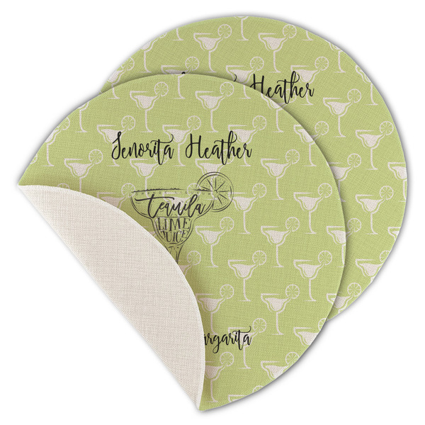 Custom Margarita Lover Round Linen Placemat - Single Sided - Set of 4 (Personalized)