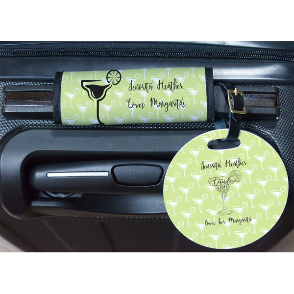 Margarita Lover Round Luggage Tag & Handle Wrap - In Context