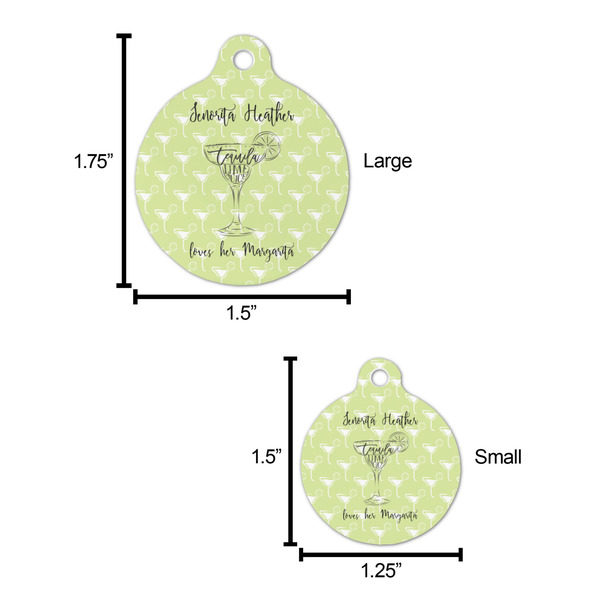 Margarita Lover Round Pet ID Tag - Large - Comparison Scale
