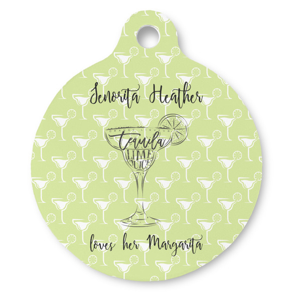 Custom Margarita Lover Round Pet ID Tag - Large (Personalized)