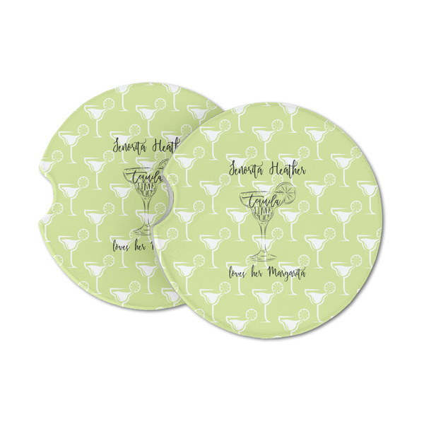 Custom Margarita Lover Sandstone Car Coasters - Set of 2 (Personalized)
