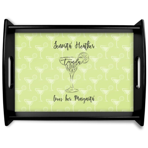 Custom Margarita Lover Black Wooden Tray - Large (Personalized)