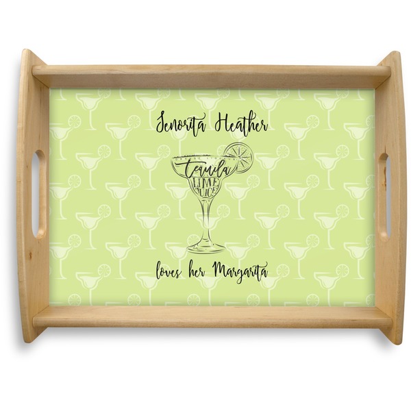 Custom Margarita Lover Natural Wooden Tray - Large (Personalized)