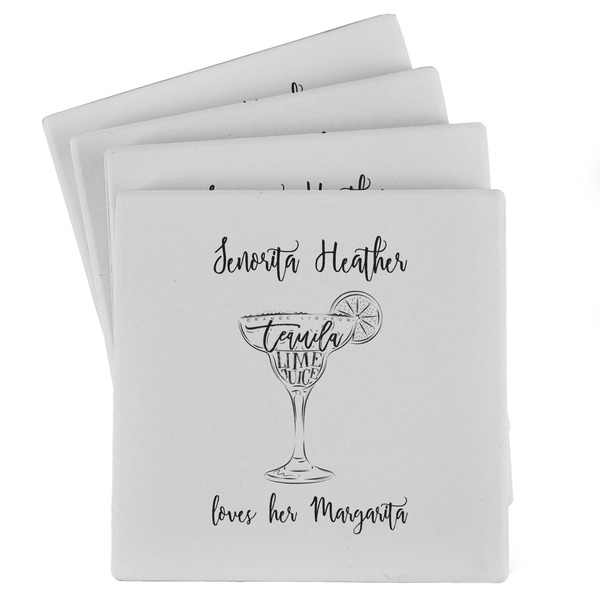 Custom Margarita Lover Absorbent Stone Coasters - Set of 4 (Personalized)