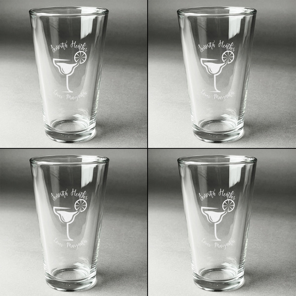 Margarita Lover Set of Four Engraved Beer Glasses - Individual View