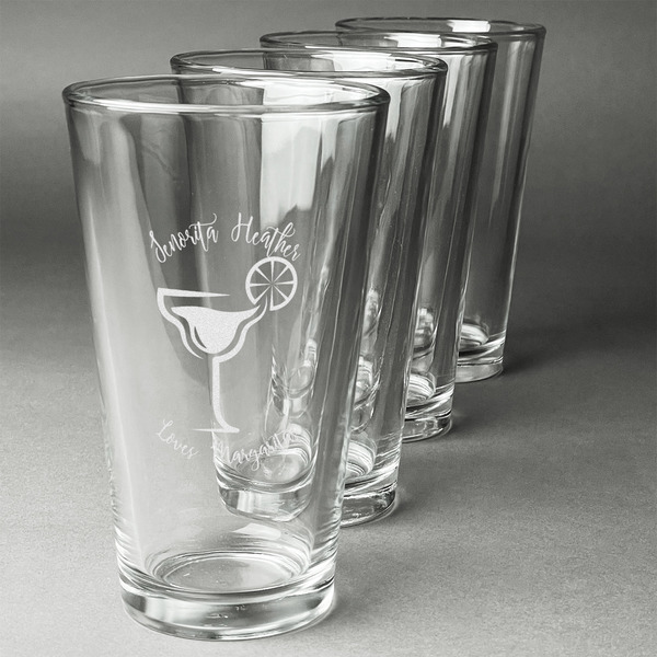 Custom Margarita Lover Pint Glasses - Engraved (Set of 4) (Personalized)