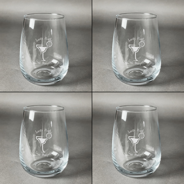 Margarita Lover Set of Four Personalized Stemless Wineglasses (Approval)