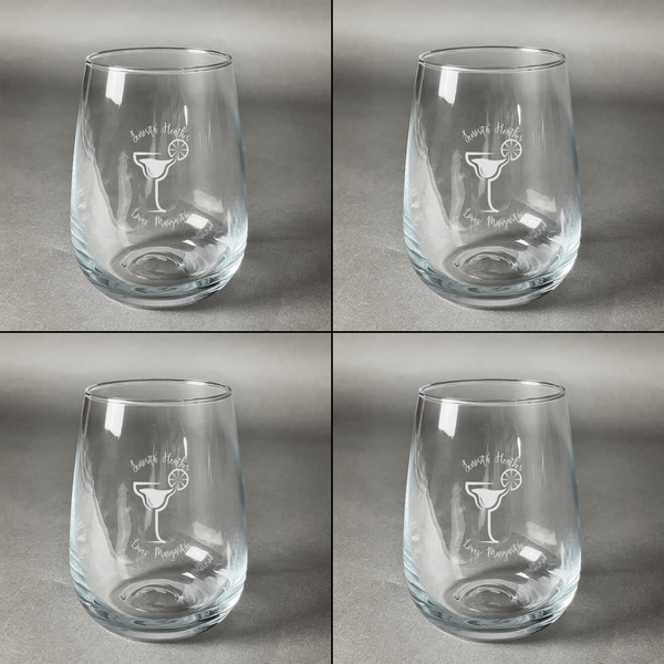 Margarita Lover Set of Four Personalized Stemless Wineglasses (Approval)