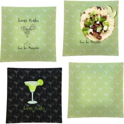 Margarita Lover Set of 4 Glass Square Lunch / Dinner Plate 9.5" (Personalized)