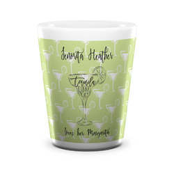 Margarita Lover Ceramic Shot Glass - 1.5 oz - White - Set of 4 (Personalized)