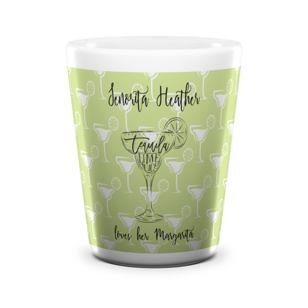 Custom Margarita Lover Ceramic Shot Glass - 1.5 oz - White - Set of 4 (Personalized)