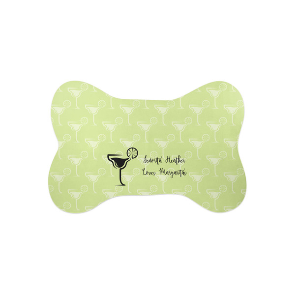 Custom Margarita Lover Bone Shaped Dog Food Mat (Small) (Personalized)
