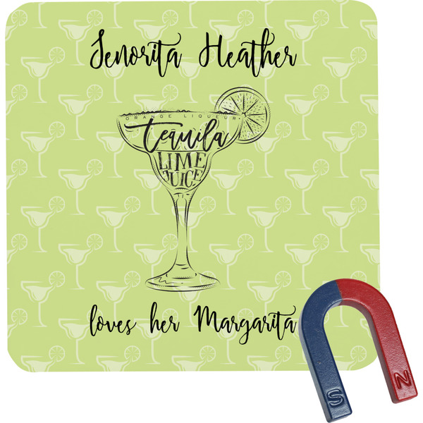 Custom Margarita Lover Square Fridge Magnet (Personalized)