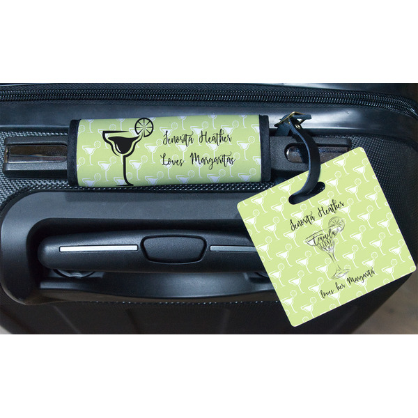Margarita Lover Square Luggage Tag & Handle Wrap - In Context