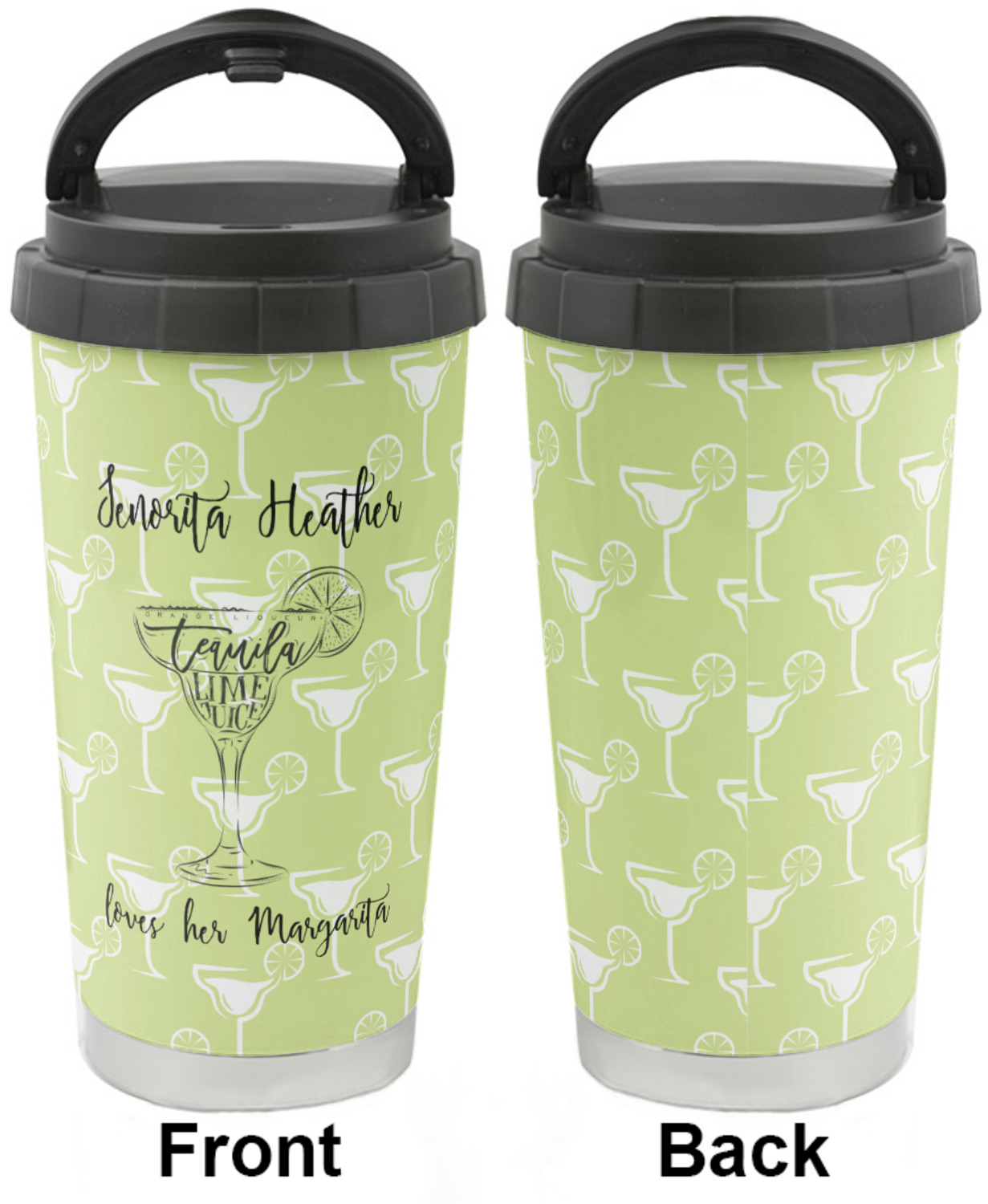 Custom Margarita Lover Double Wall Tumbler with Straw (Personalized)