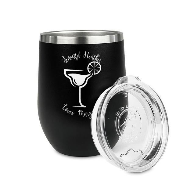 Margarita Lover Stainless Wine Tumblers - Black - Double Sided - Alt View